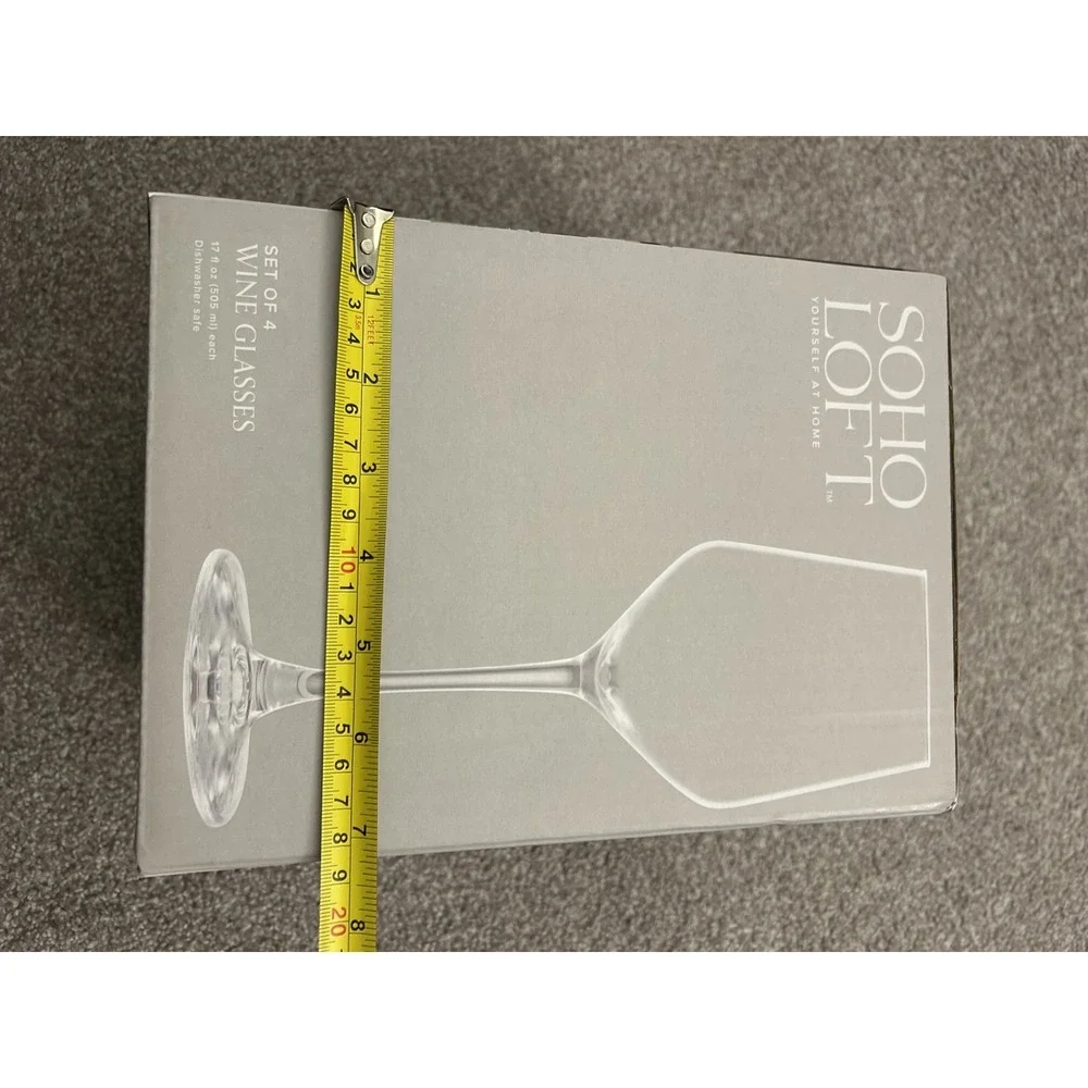 Soho Loft Wine Glasses Set of 4 17oz Clear‎ Excellent Modern Angular Stemware
